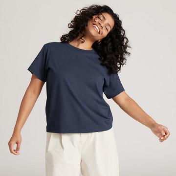 Allbirds Allgood Bomull T-shirt Dam Marinblå | SE4747BC