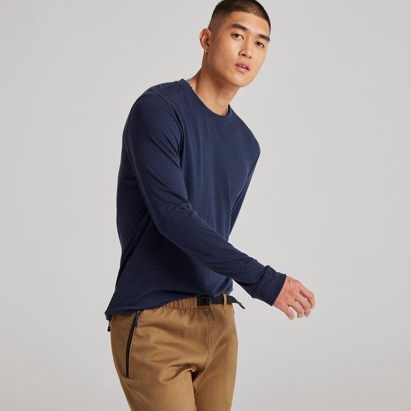 Allbirds Long Sleeve Sea T-shirt Herr Marinblå | SE4282XF