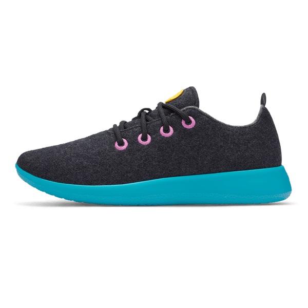 Allbirds Ull Runner Sneakers Dam Svarta Mintgröna | SE4484QZ